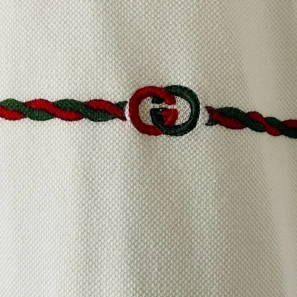 GUCCI Vintage White Polo Shirt With Classic Gucci Logo - Picture 3 of 11